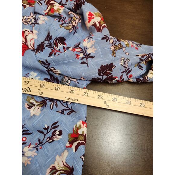 Ann Taylor Women's Blue Floral Print Long Sleeves Button Down Shirt Top Size LP - Picture 5 of 6